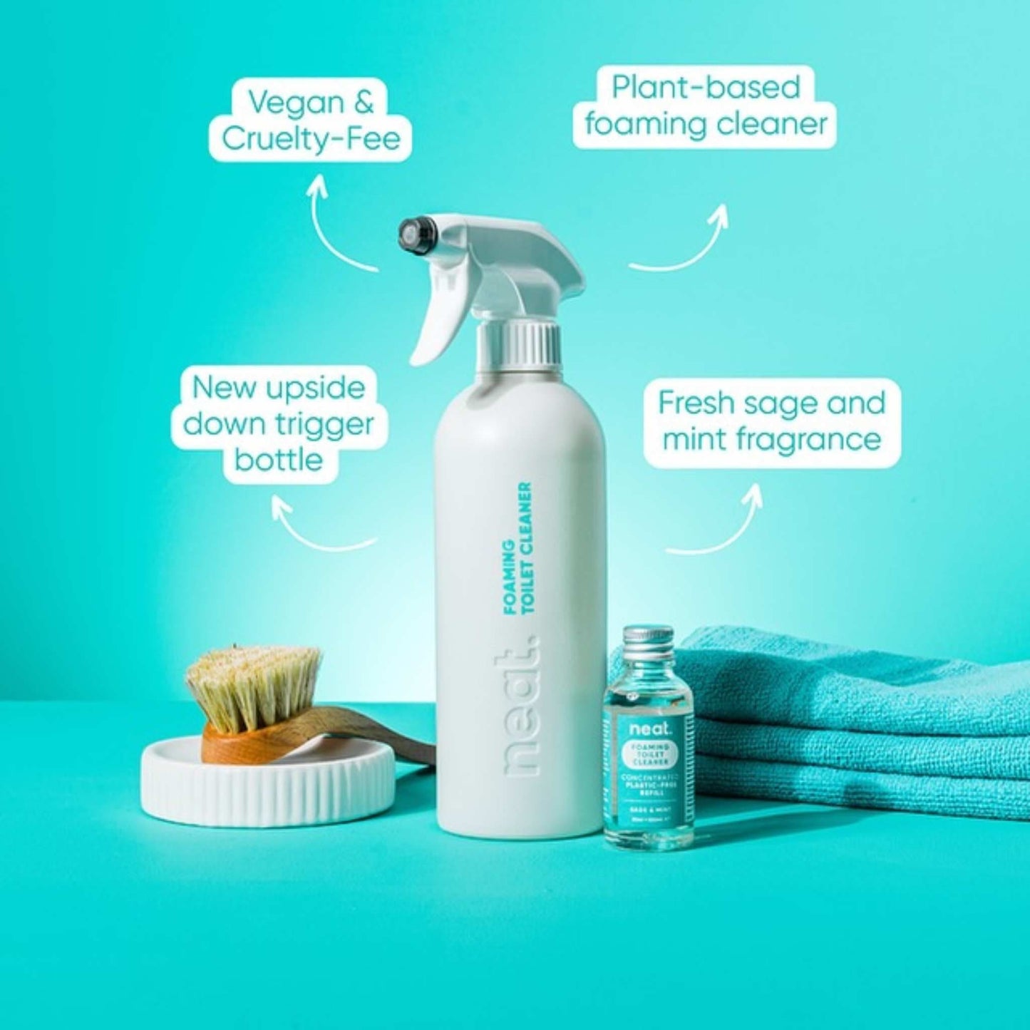 neat. Cleaning Detergents Neat Foaming Toilet Cleaner Starter Pack - 500ml - Sage & Mint