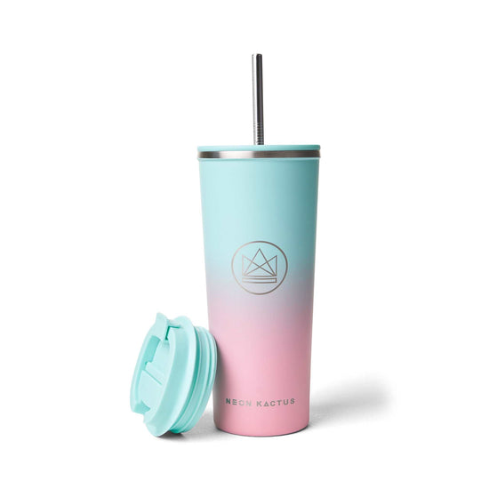Neon Kactus Coffee Cup Insulated Tumbler with Lid & Straw - 24oz/710ml -  Twist & Shout - Neon Kactus