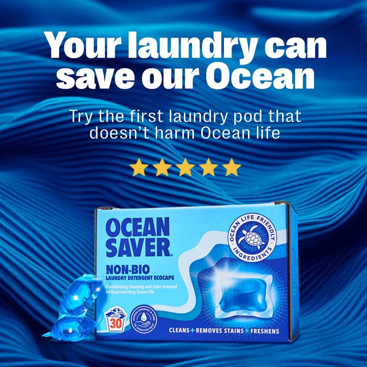 Ocean Saver Laundry Detergent Ocean Saver EcoCaps - Non Bio Laundry Detergent Pods - 34 Washes