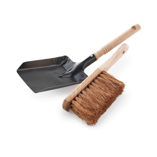 ecoLiving Brushes Black Vintage Style Wooden Dust Pan & Brush - Plastic Free