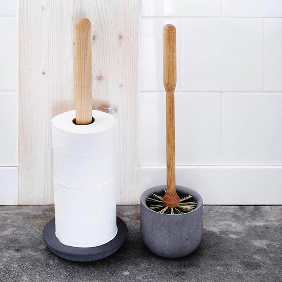 Iris Hantverk Brushes Iris Hantverk Wooden Toilet Brush Set In Oil Treated Birch And Dark Grey Concrete Holder