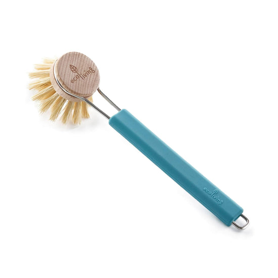 ecoLiving Brushes Petrol Blue Dish Brush with Replaceable Head - Natural Plant Bristles (FSC 100%)