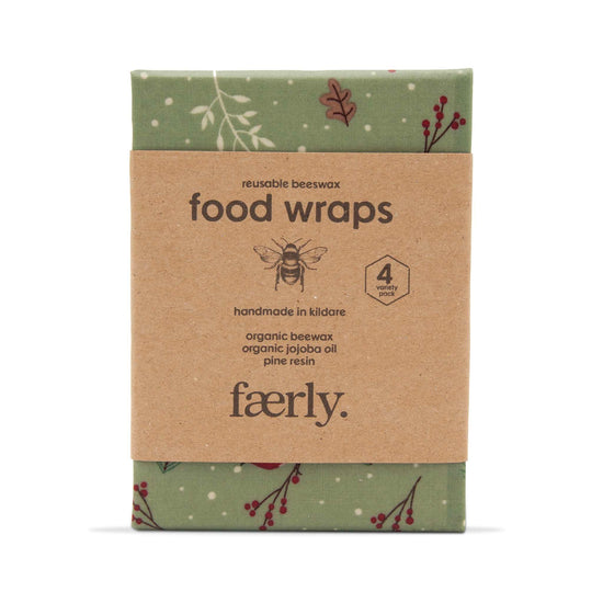 Faerly Food Wrap Winter Robin Beeswax Reusable Food Wraps - Variety Pack of 4