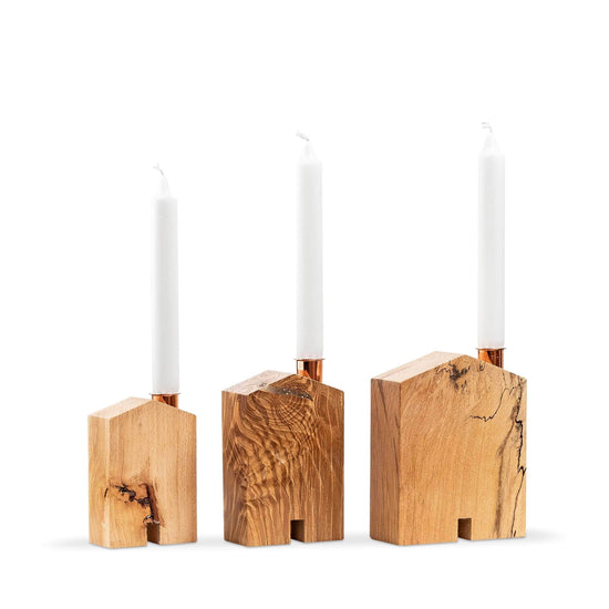 Sam agus Nessa Homewares Teach Wooden Candle Holder - Sam agus Nessa