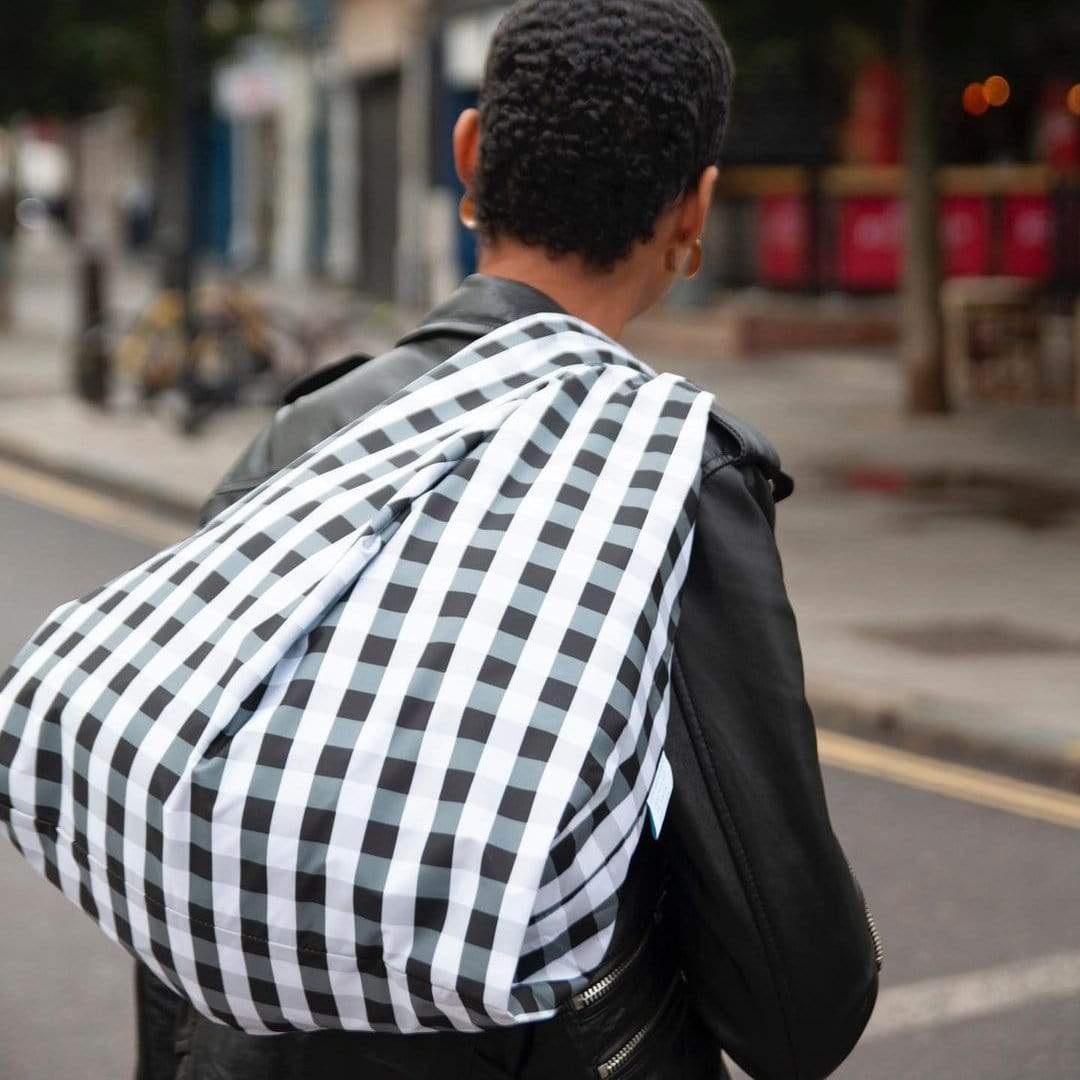 Kind Bag Shopping Totes Black & White Gingham Kind Bag Reusable Shopping Bag - Extra Large - Made from 12 Plastic Bottles (100% rPET)