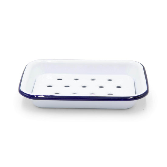 Falcon Homewares Soap Dishes Falcon Housewares Blue and White Enamel Soap Dish with Removable Drainage Tray