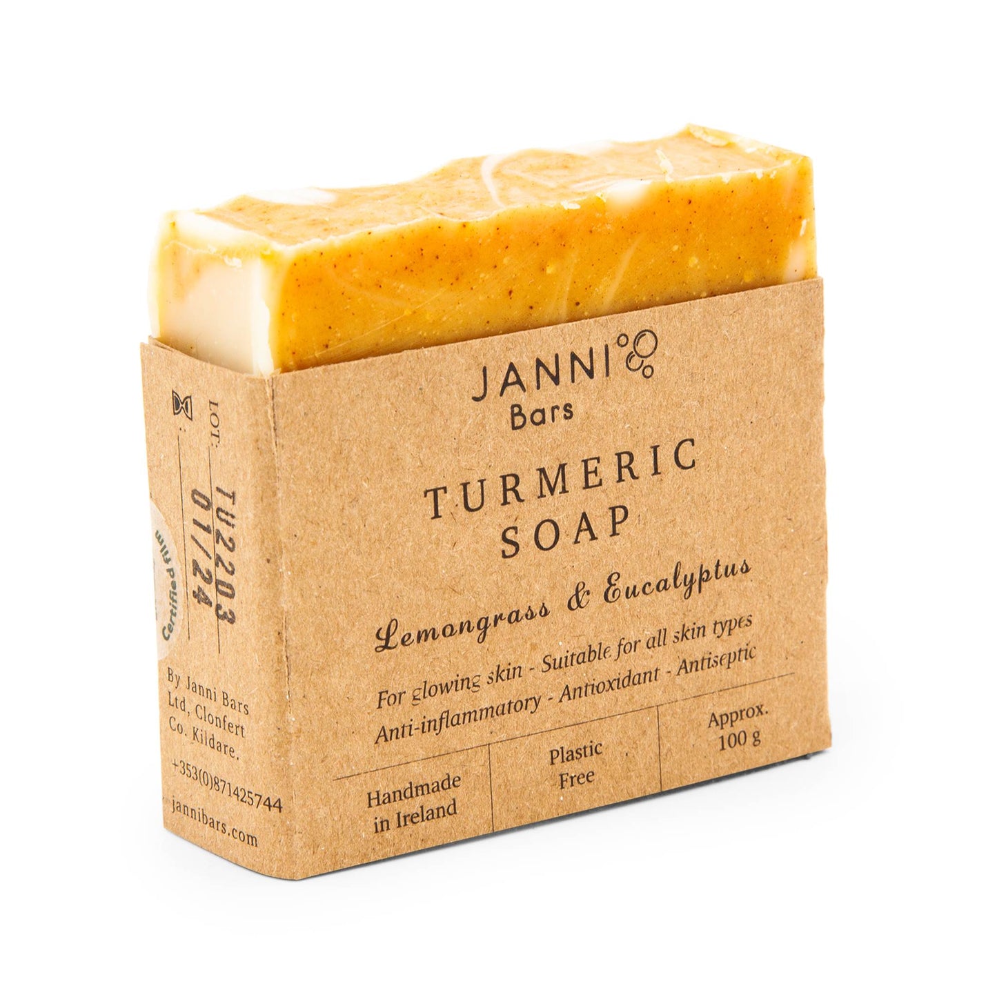 Janni Bars Soap Tumeric Cold Pressed Soap with Lemongrass & Eucalyptus - Janni Bars