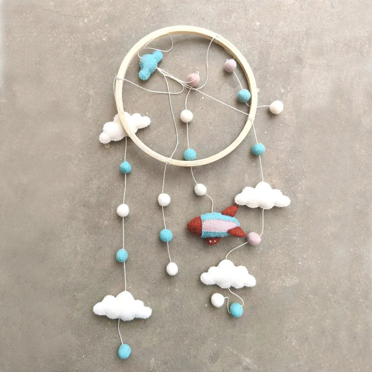 Beyoona Baby Mobiles Handmade Felted Baby Mobile - Zeppelin & Clouds - Wool - Beyoona