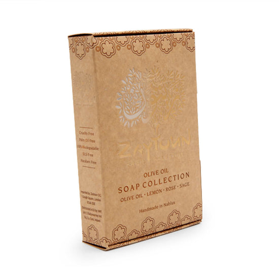 Zaytoun Bar Soap Zaytoun from Palestine - Olive Oil Soap Collection 4x100g (Pure, Lemon, Rose & Sage)