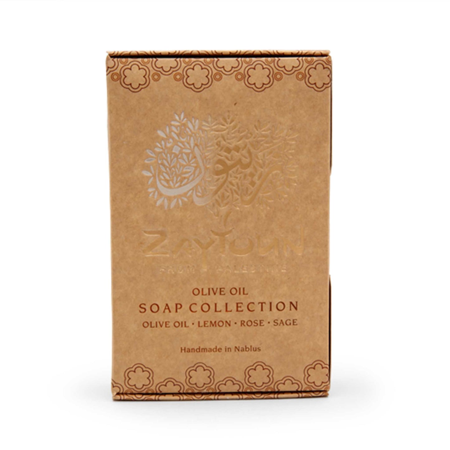 Zaytoun Bar Soap Zaytoun from Palestine - Olive Oil Soap Collection 4x100g (Pure, Lemon, Rose & Sage)