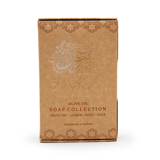 Zaytoun Bar Soap Zaytoun from Palestine - Olive Oil Soap Collection 4x100g (Pure, Lemon, Rose & Sage)