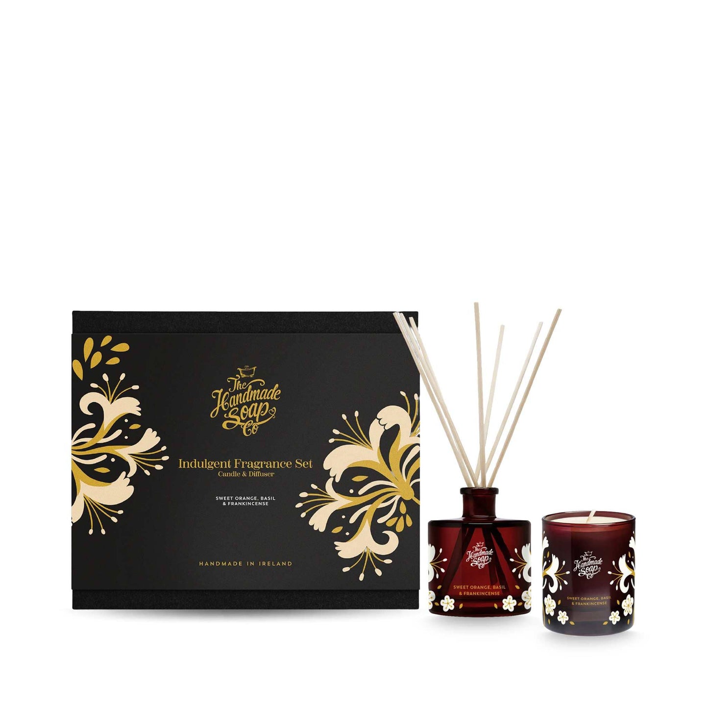 The Handmade Soap Company bath & body Signature Home Fragrance Set - Sweet Orange, Frankincense & Basil - Candle & Diffuser - The Handmade Soap Company