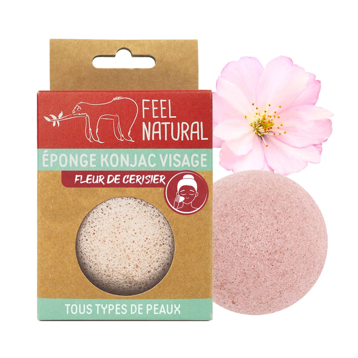 Feel Natural Bath Sponges & Loofahs Konjac Sponge - Facial Sponge - Cherry Blossom - Feel Natural