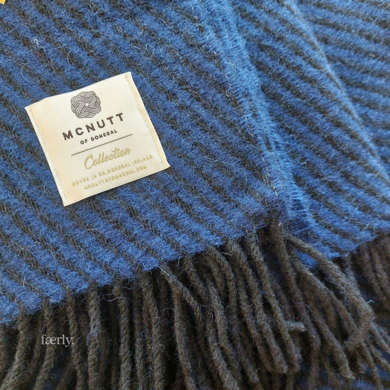 McNutt Blanket 100% Pure Wool Throw - Home Collection - Blue Ashes - McNutts of Donegal