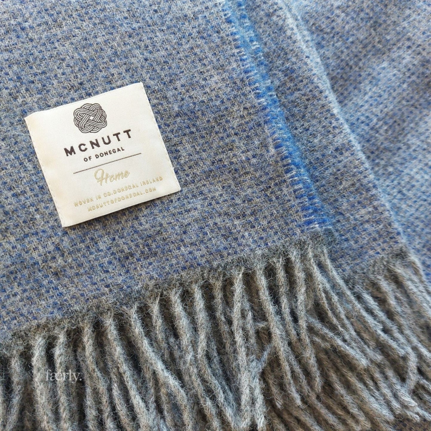 McNutt Blanket 100% Pure Wool Throw - Home Collection - Cosy Periwinkle - McNutts of Donegal