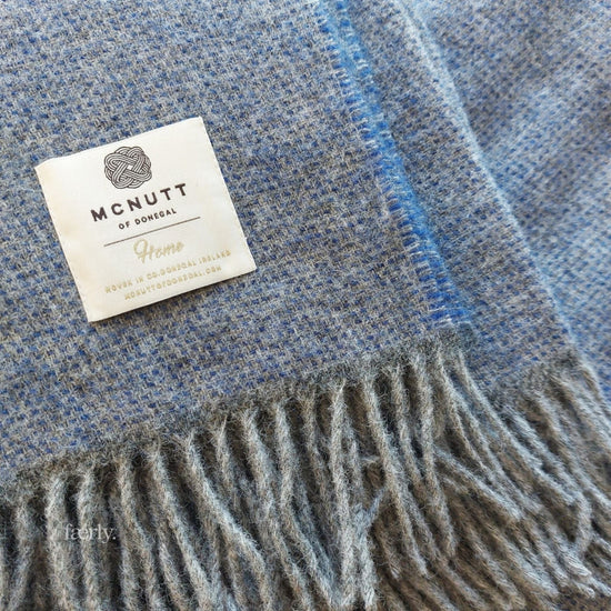McNutt Blanket 100% Pure Wool Throw - Home Collection - Cosy Periwinkle - McNutts of Donegal
