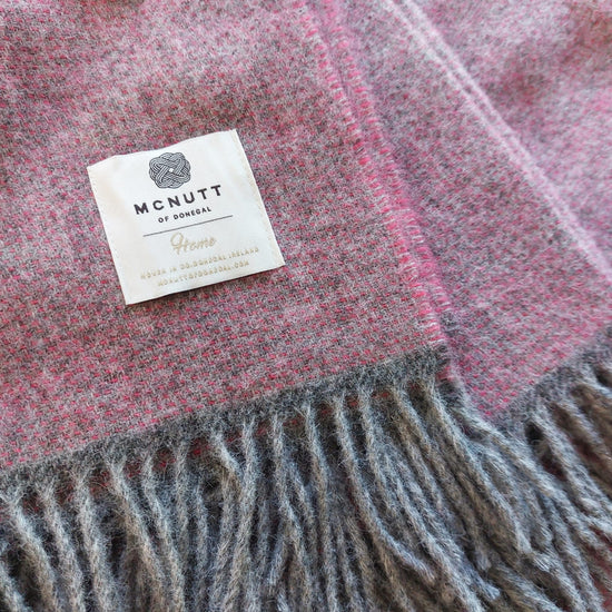 McNutt Blanket 100% Pure Wool Throw - Home Collection - Cosy Rose - McNutts of Donegal