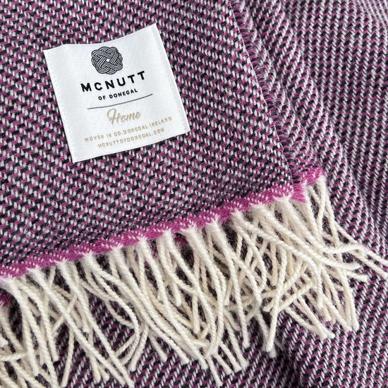 McNutt Blanket 100% Pure Wool Throw - Home Collection - Orchid - McNutts of Donegal