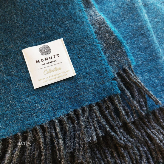 McNutt Blanket 100% Pure Wool Throw - Larkspur Reversible - McNutts of Donegal