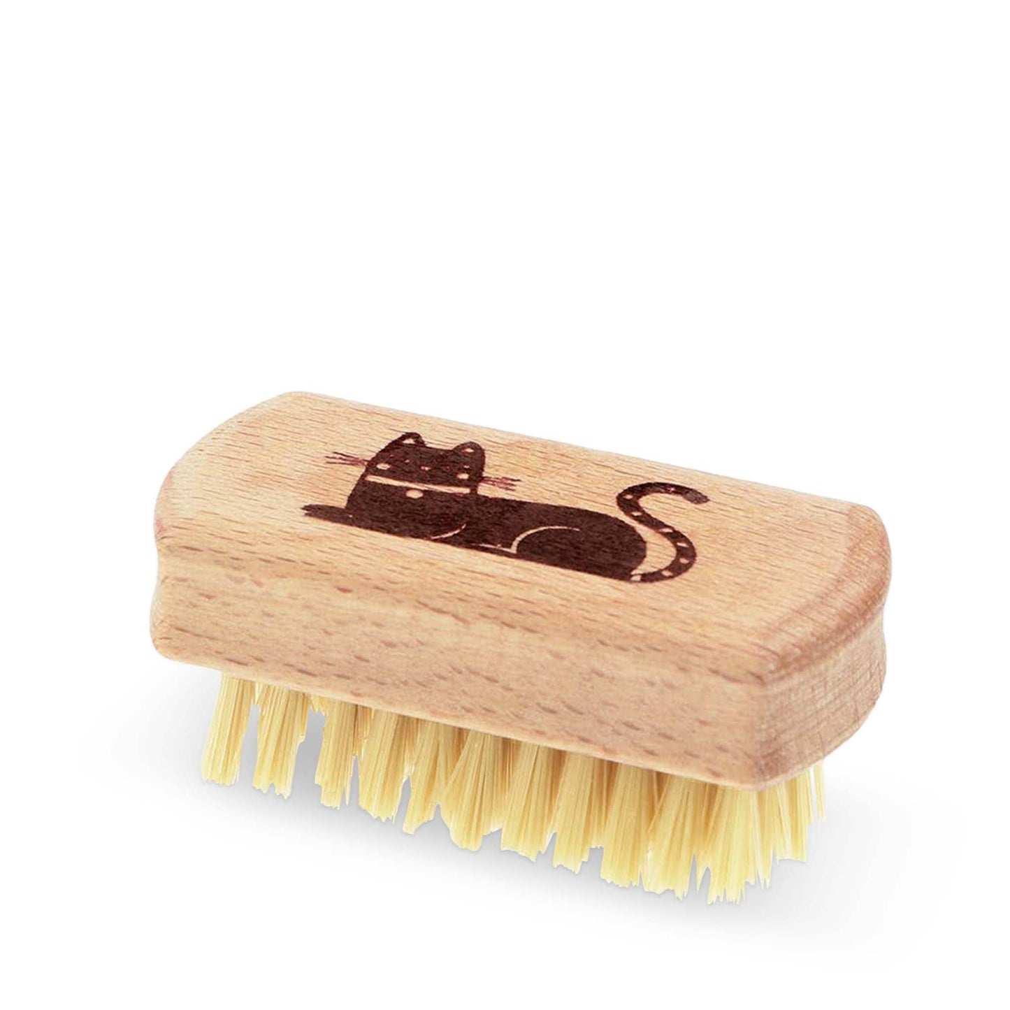 Rex Brushes Cat Rex Mini Wooden Nail Brush - Beech Wood Handle - Soft Bristles - Animal Design - Set of 3