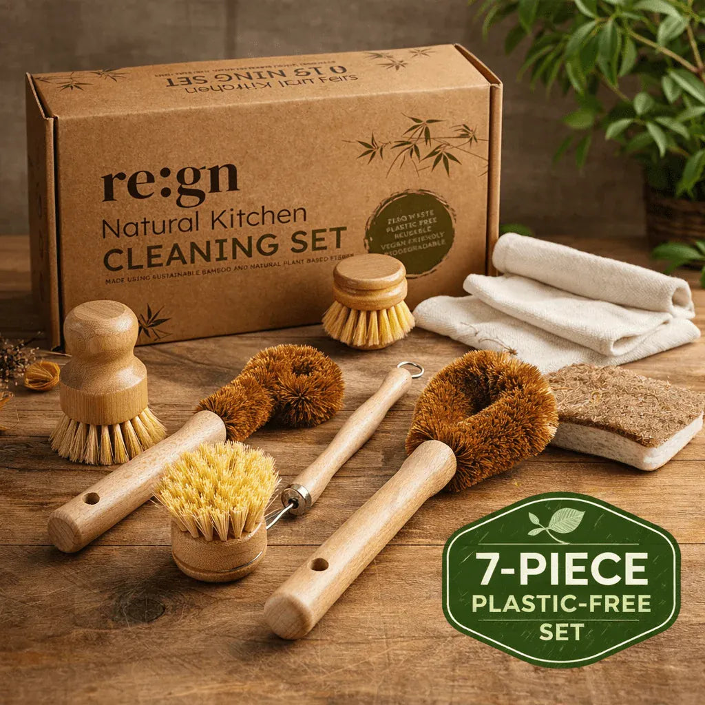 Re:gn Brushes Kitchen Cleaning Brush Set - 7 Piece - Plastic-Free - Re:gn