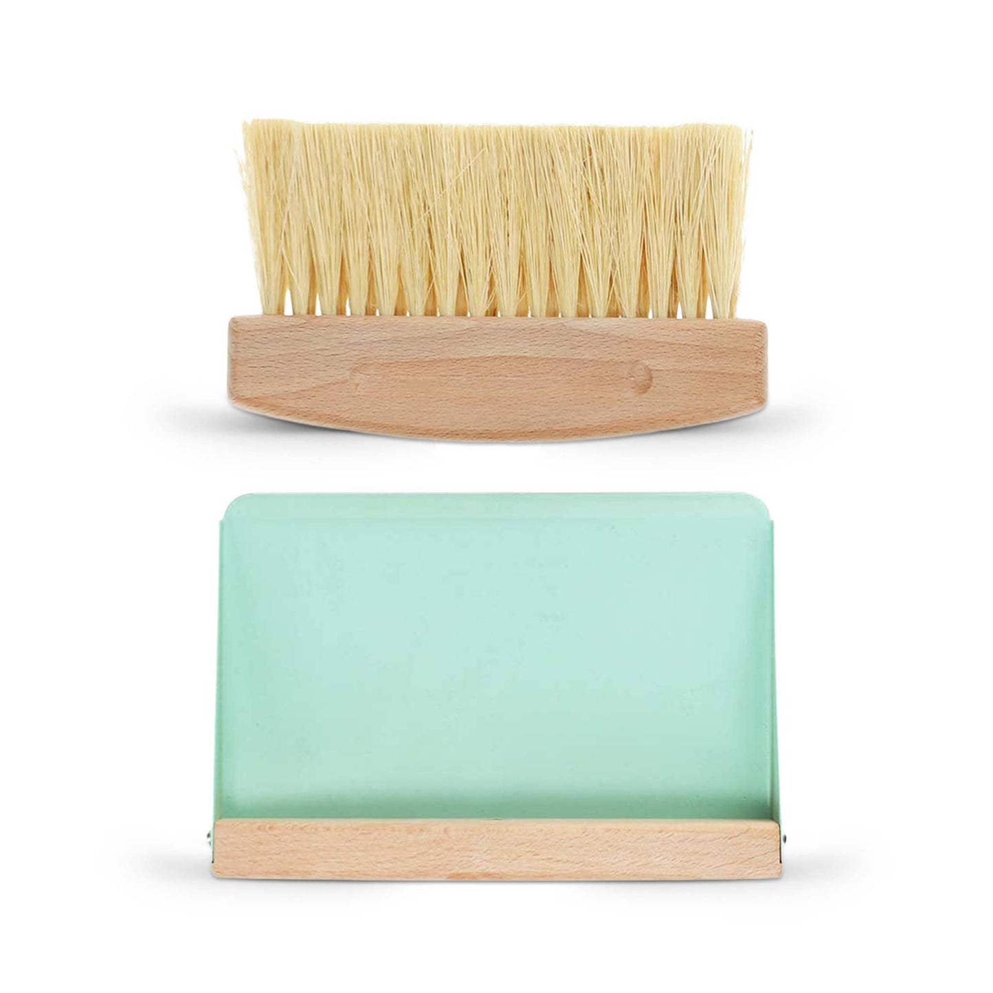 Rex Brushes Pistachio Green Wooden Table Brush and Pan Set - Plant-Based Bristles - Magnetic Storage - Pistachio Green / Soft Grey - 2-Piece