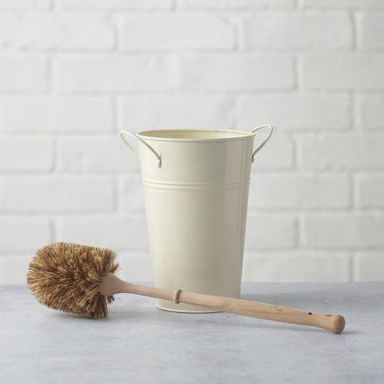 ecoLiving Brushes With Regular Brush Plastic Free Toilet Brush & Holder Set - Cream