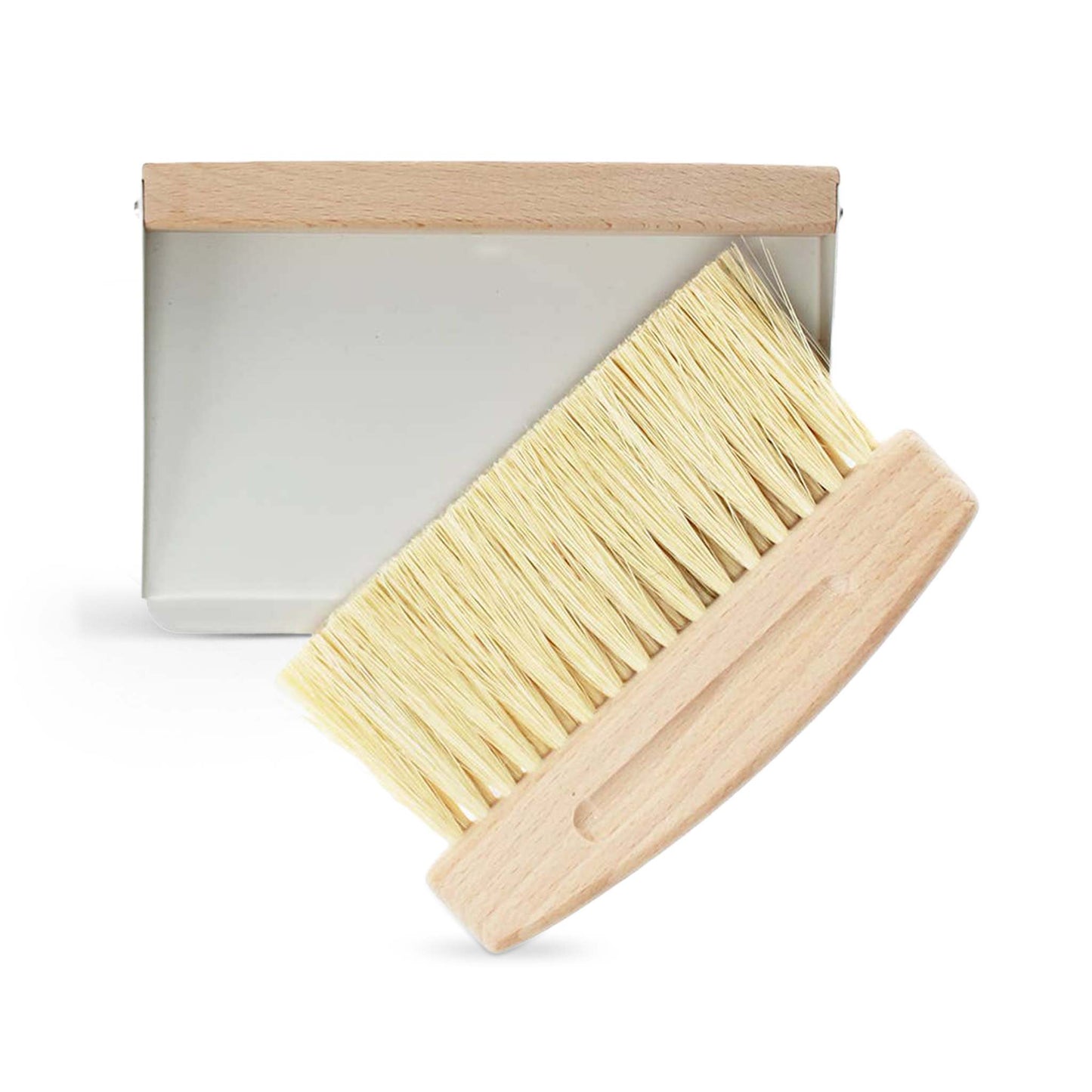 Rex Brushes Wooden Table Brush and Pan Set - Plant-Based Bristles - Magnetic Storage - Pistachio Green / Soft Grey - 2-Piece