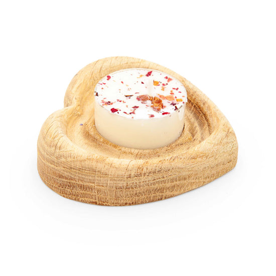 Faerly Candle Holder Oak Tealight Holder - Heart