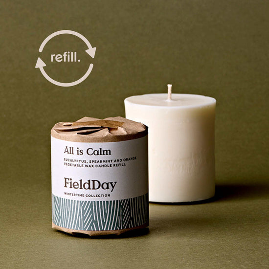 FieldDay Candles All is Calm Candle Refill – Eucalyptus, Spearmint & Orange – 210g / 30 Hours - FieldDay