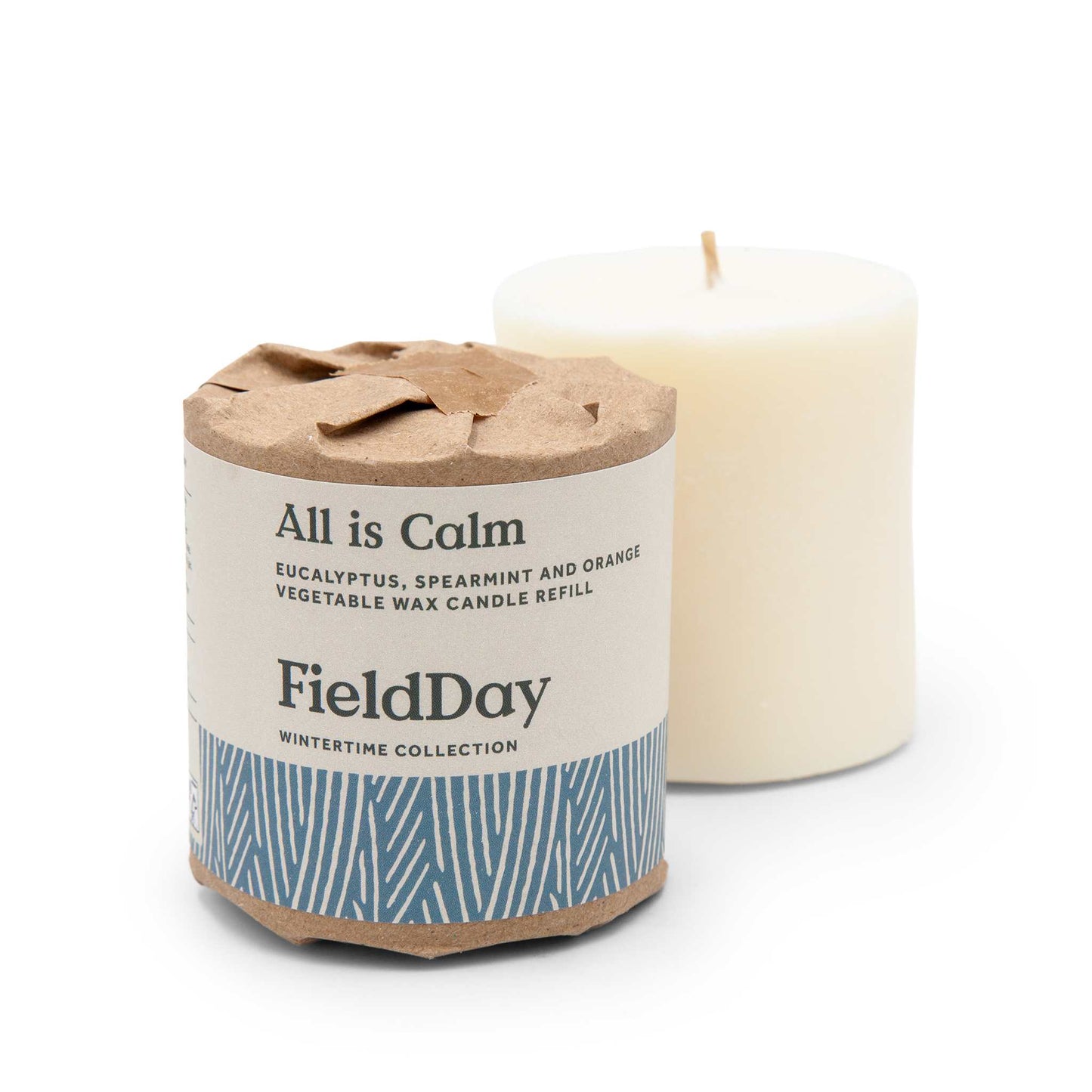FieldDay Candles All is Calm Candle Refill – Eucalyptus, Spearmint & Orange – 210g / 30 Hours - FieldDay