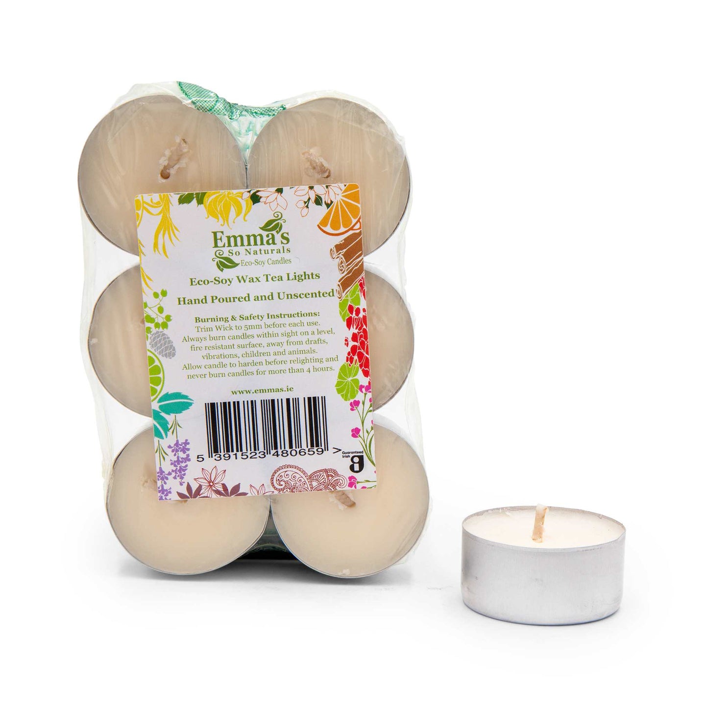 Emma's So Naturals Candles Emma’s So Naturals Unscented Eco-Soy Wax Tealight Candles - 6 pack