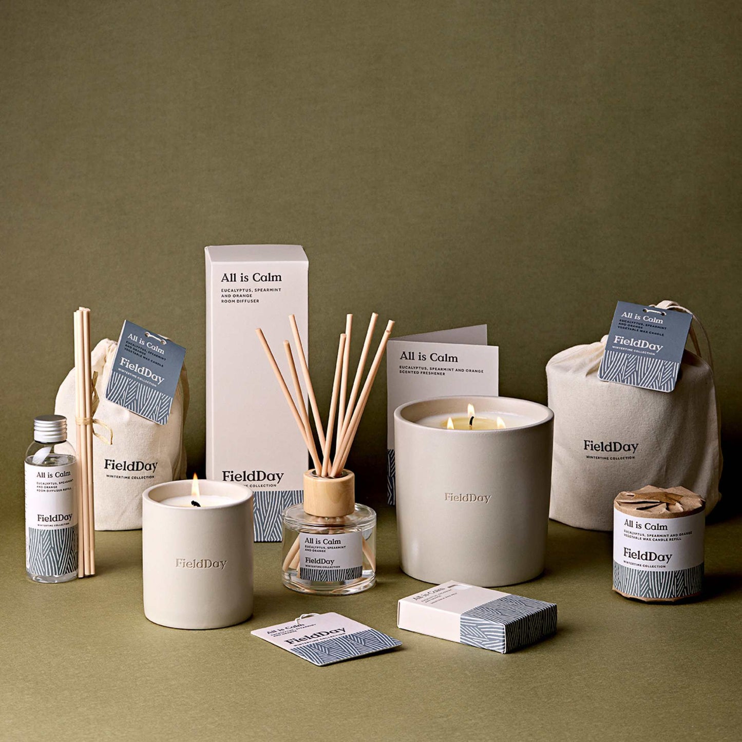 FieldDay Candles FieldDay Large Winter Candle - All is Calm - Eucalyptus, Spearmint and Orange - 190g