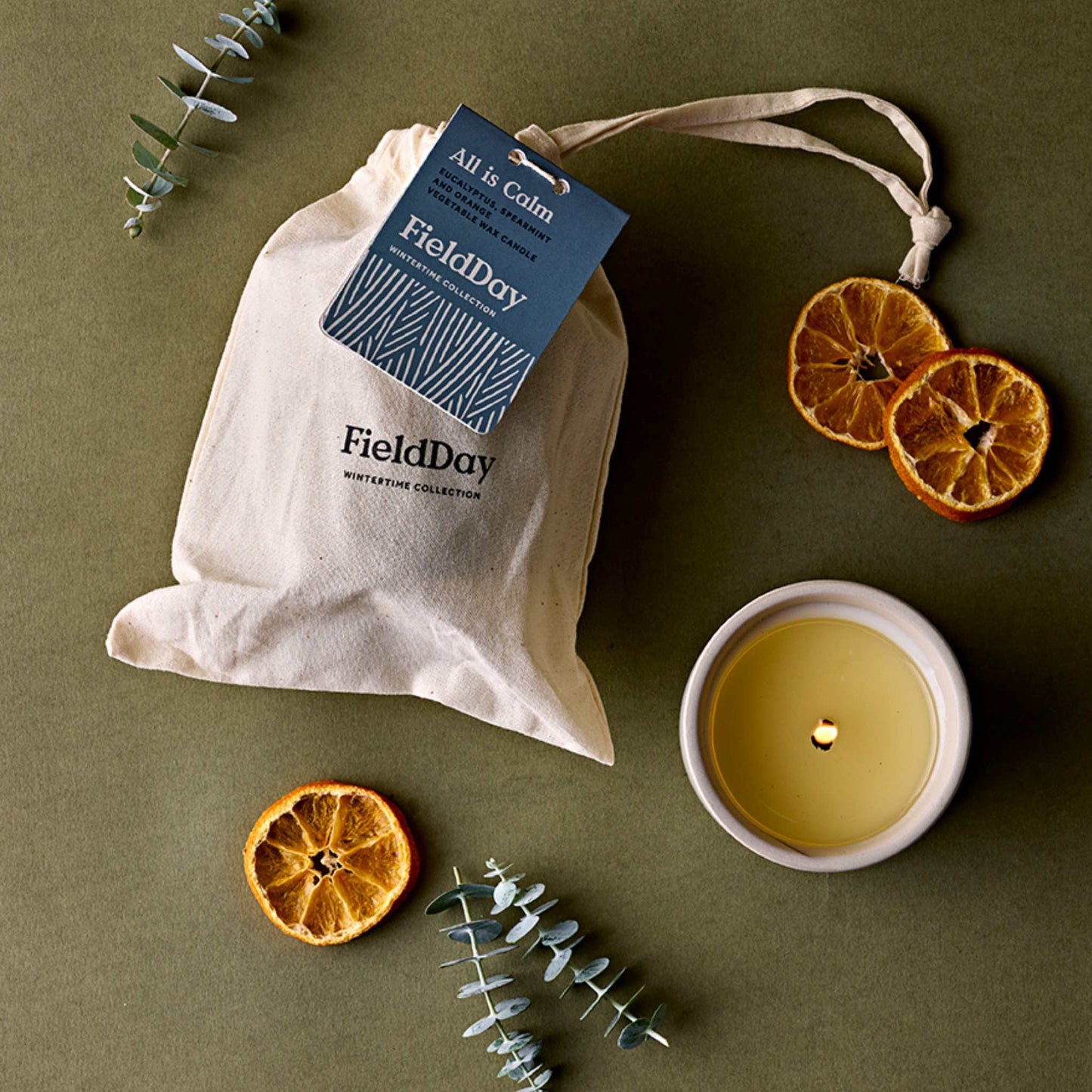 FieldDay Candles FieldDay Large Winter Candle - All is Calm - Eucalyptus, Spearmint and Orange - 190g
