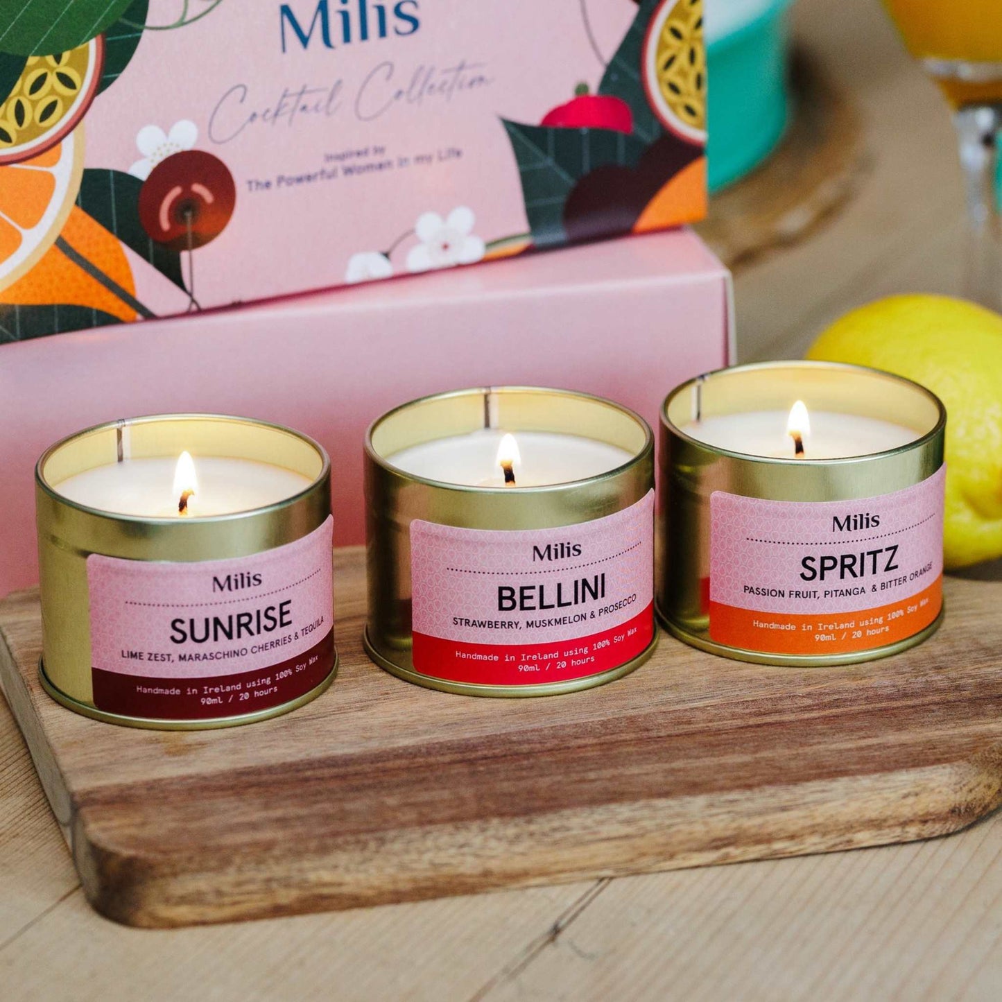 Milis Candles Milis Cocktail Collection - Trio of 20-Hour Candles in Gift Box