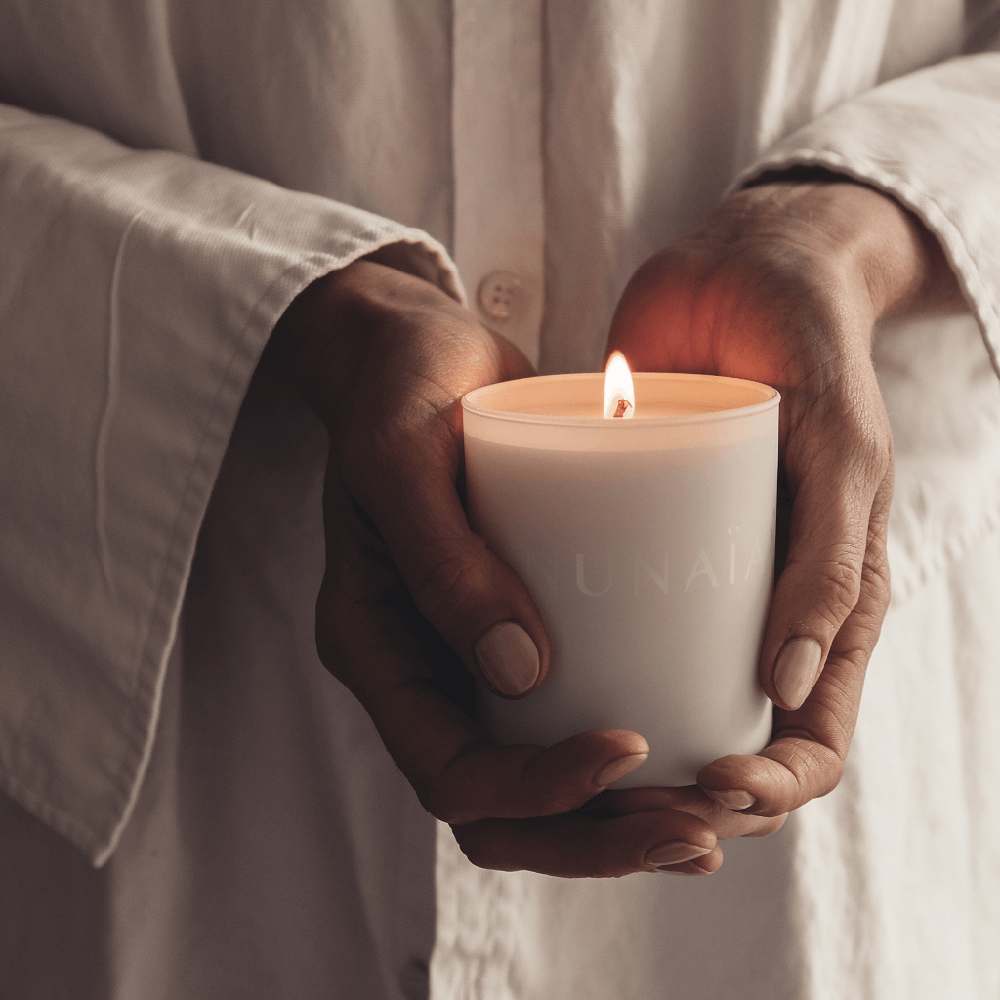 Nunaia Candles Sacred Space Candle - Lavender and Rose Geranium - Natural Soy Wax