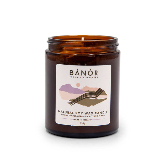 Bánór Candles Soy Wax Candle with Lavender, Geranium & Ylang Ylang  150g - Bánór