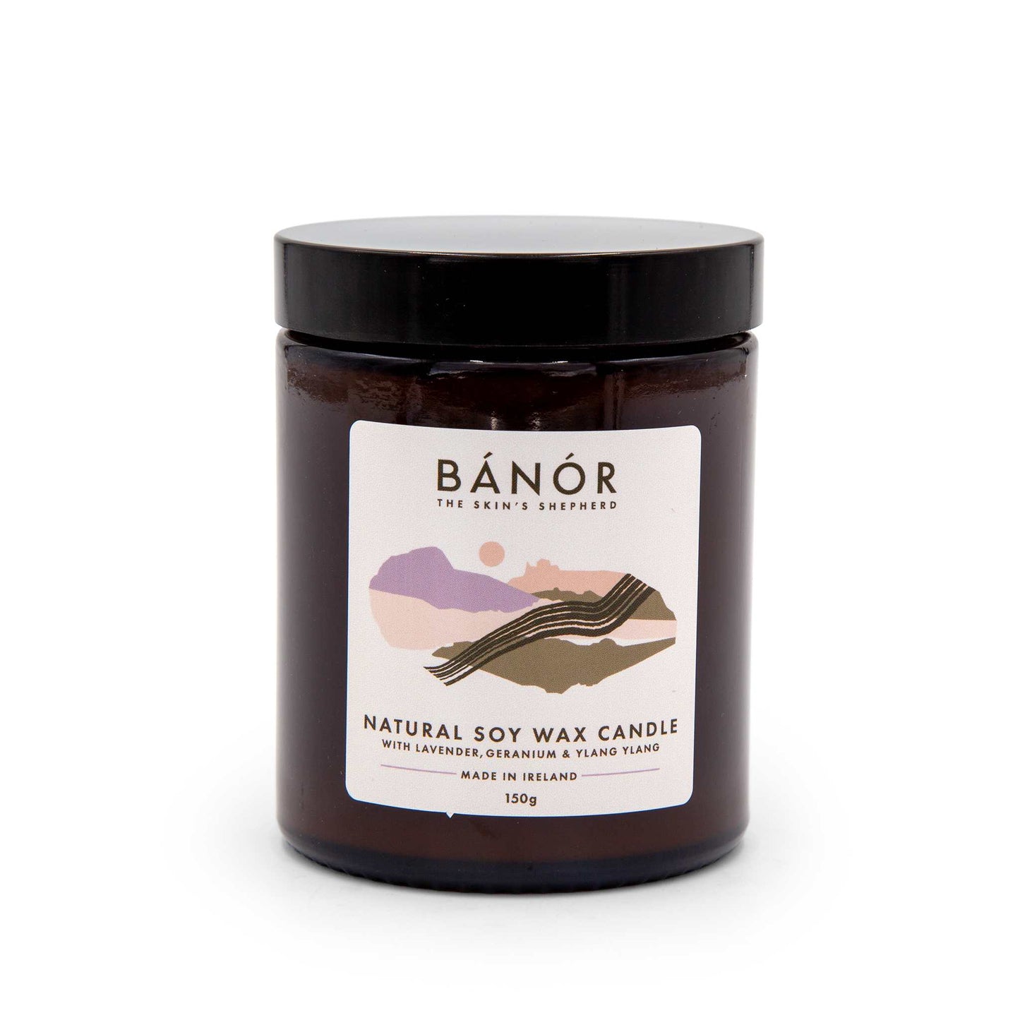 Bánór Candles Soy Wax Candle with Lavender, Geranium & Ylang Ylang  150g - Bánór