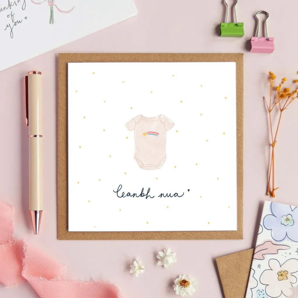 Pickled Pom Pom Cards Leanbh Nua - New Baby Card - Pickled Pom Pom