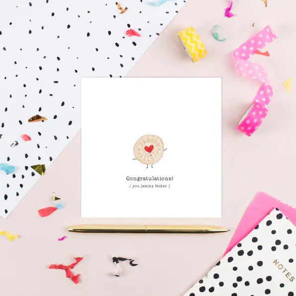 Pickled Pom Pom Cards You Jammy Fecker Card - Cheeky Irish Humour - Irish Designed & Made - Pack of 1