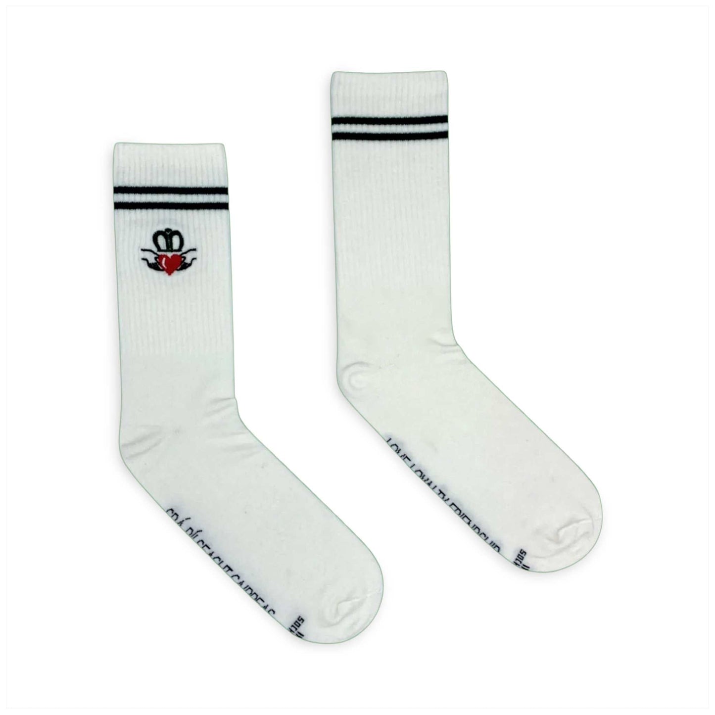 Irish Socksciety clothing Claddagh Ring Socks - White Embroidered - Irish Socksciety