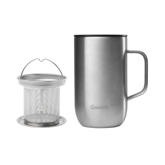 QWETCH Tea Infuser Mug With Handle 470ml - Sand Recycled Stainless