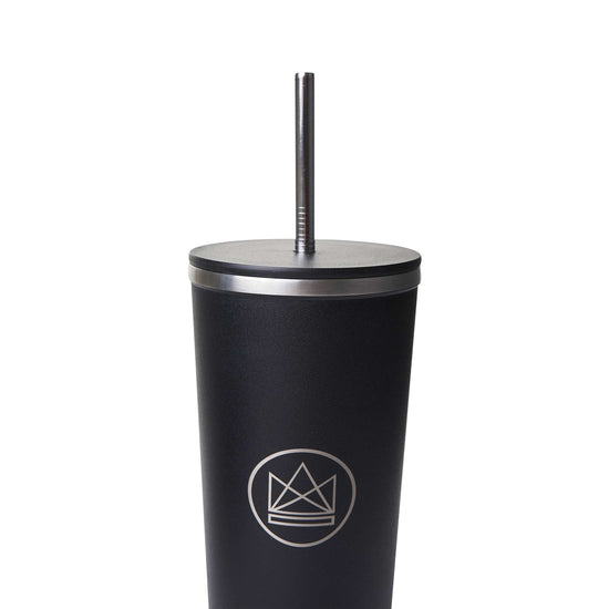 Neon Kactus Coffee Cup Insulated Tumbler with Lid & Straw - 24oz/710ml - Rock Star Black- Neon Kactus