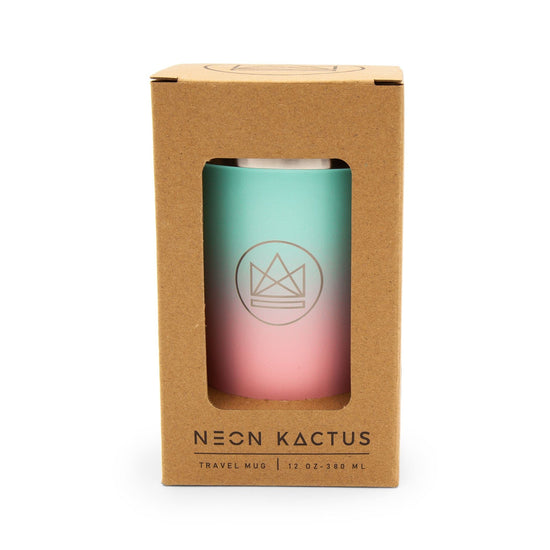 Neon Kactus Coffee Cup Stainless Steel Insulated Coffee Cup- 12oz - Twist & Shout - Pink & Turquoise