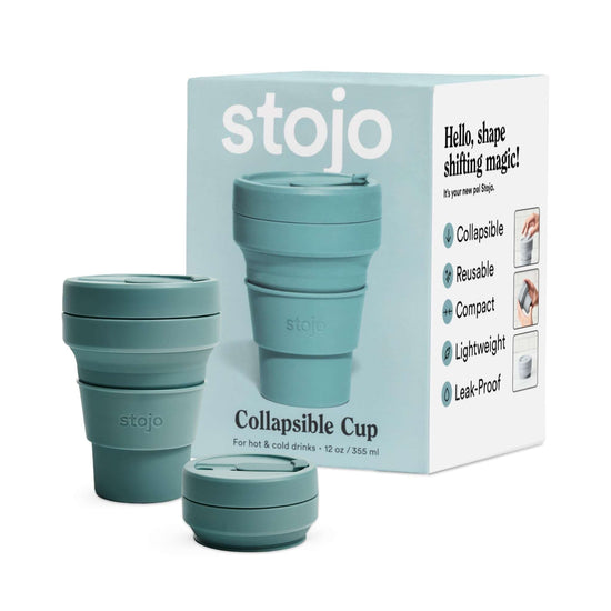 Stojo Coffee Cup Stojo Pocket Cup - Collapsible Silicone Reusable Cup - 355ml/12oz - Eucalyptus