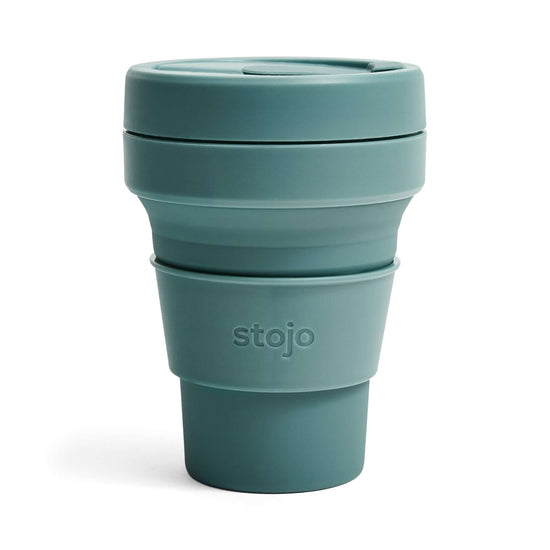 Stojo Coffee Cup Stojo Pocket Cup - Collapsible Silicone Reusable Cup - 355ml/12oz - Eucalyptus