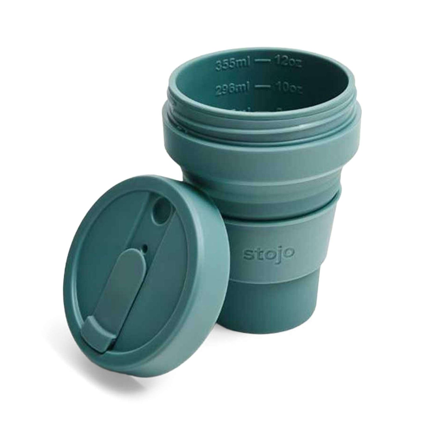 Stojo Coffee Cup Stojo Pocket Cup - Collapsible Silicone Reusable Cup - 355ml/12oz - Eucalyptus