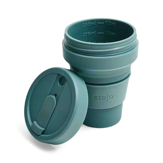 Stojo Coffee Cup Stojo Pocket Cup - Collapsible Silicone Reusable Cup - 355ml/12oz - Eucalyptus