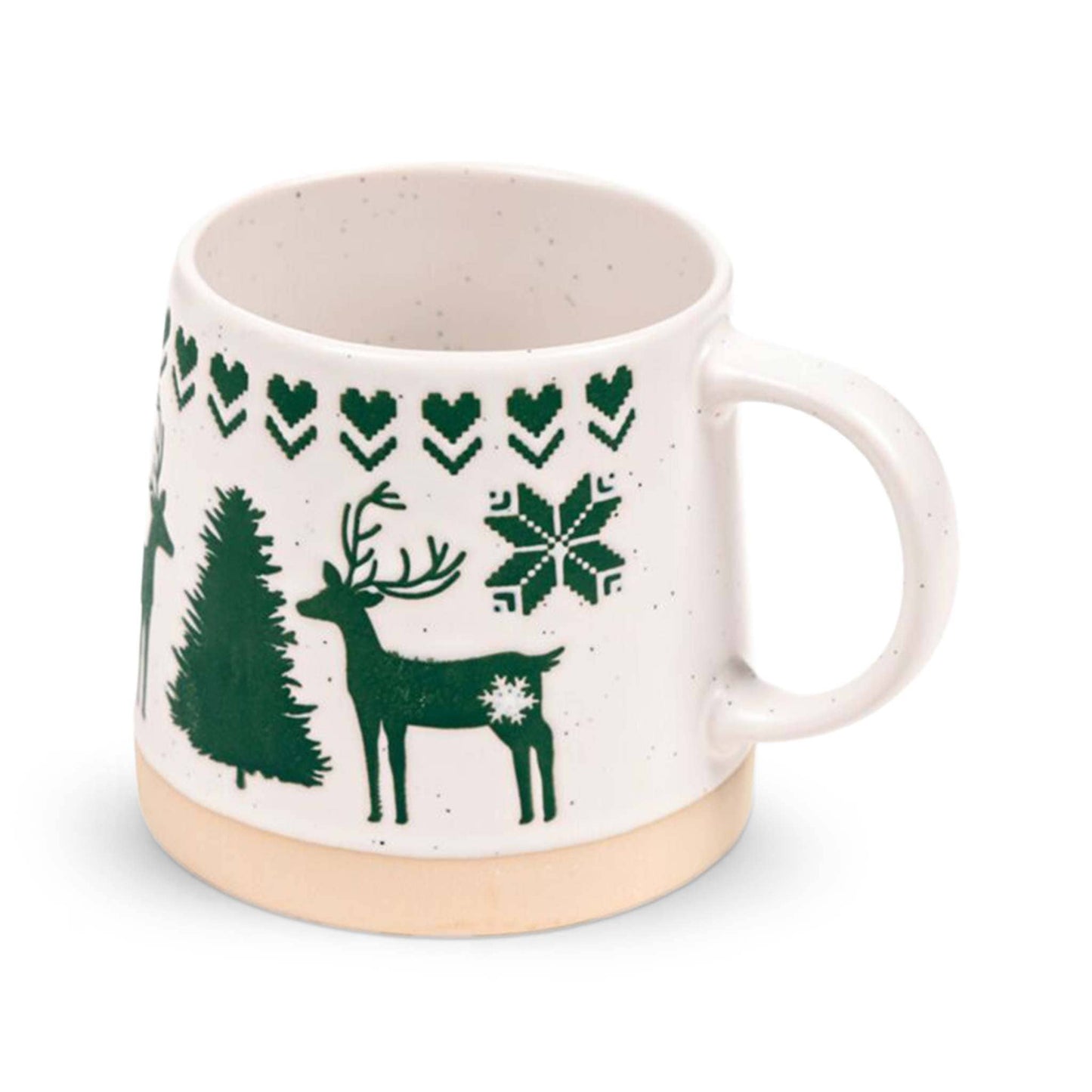 Puckator Coffee Cups Green Reindeer Stoneware Mug - Festive Ceramic - 400ml