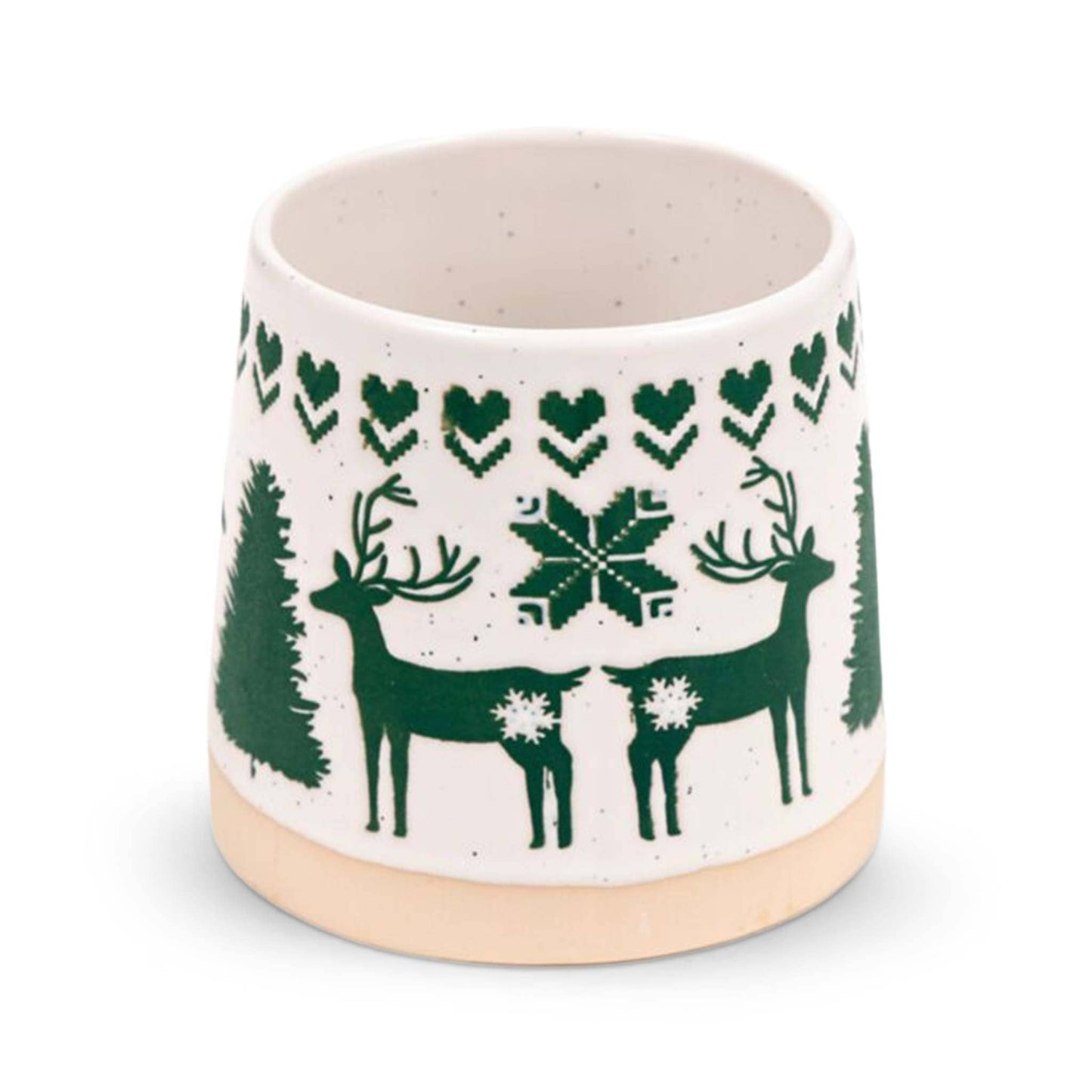 Puckator Coffee Cups Green Reindeer Stoneware Mug - Festive Ceramic - 400ml
